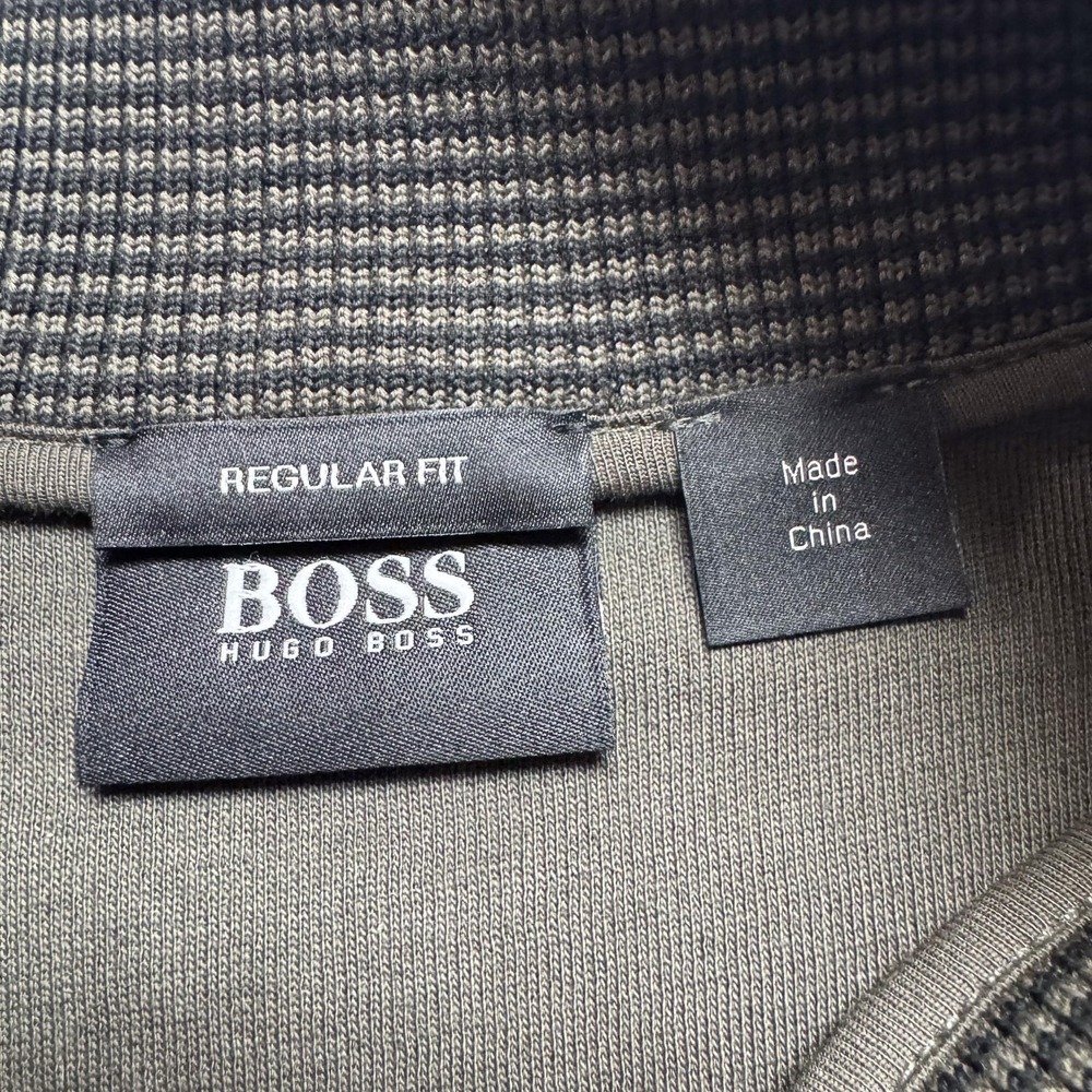 Hugo Boss Sweater Mens Medium Olive Green Mock‎ Neck Snap Placket Regular Fit - Picture 7 of 12
